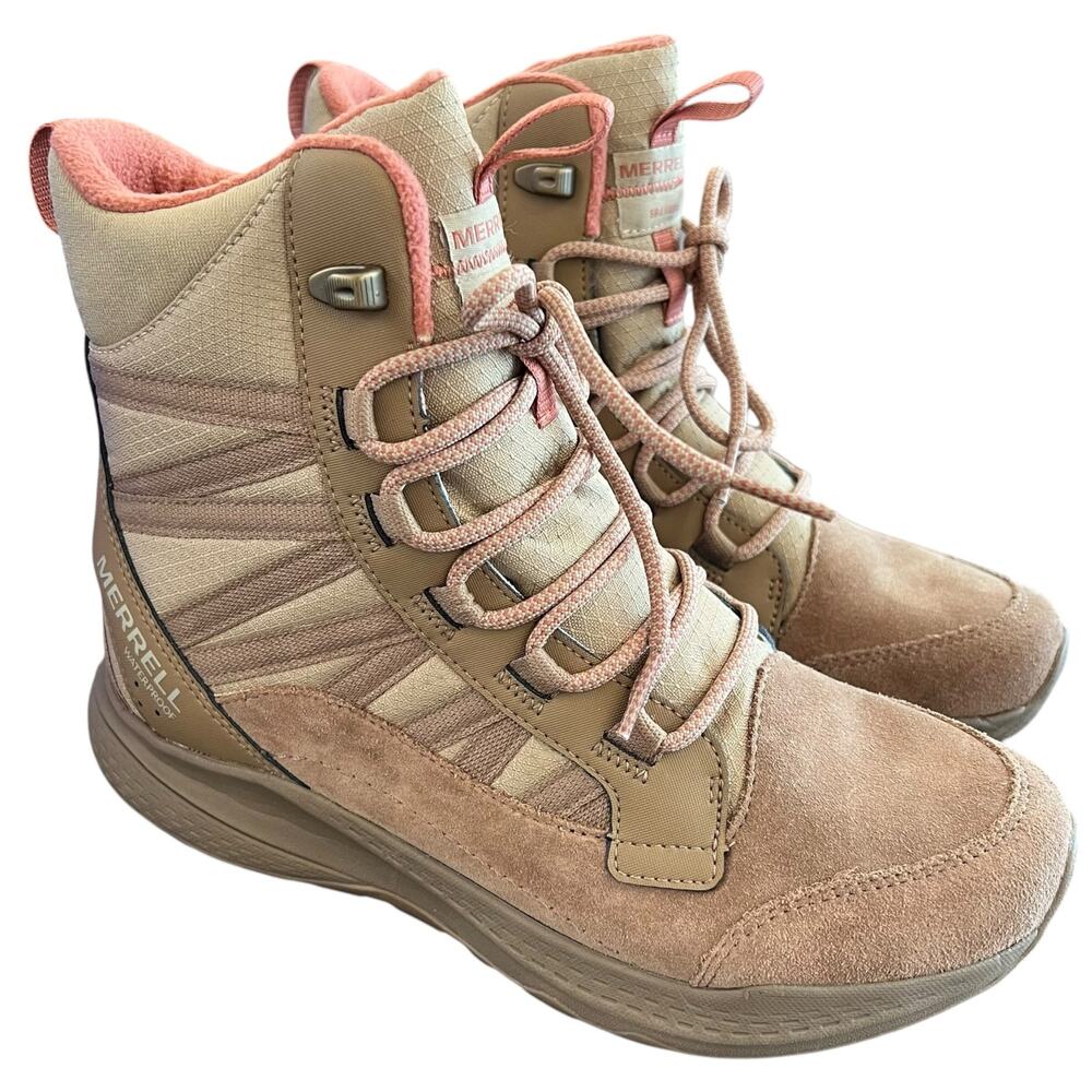 Merrell Bravada Quantum Grip Waterproof Hiking Boots Size 7 Tan Pink Medium